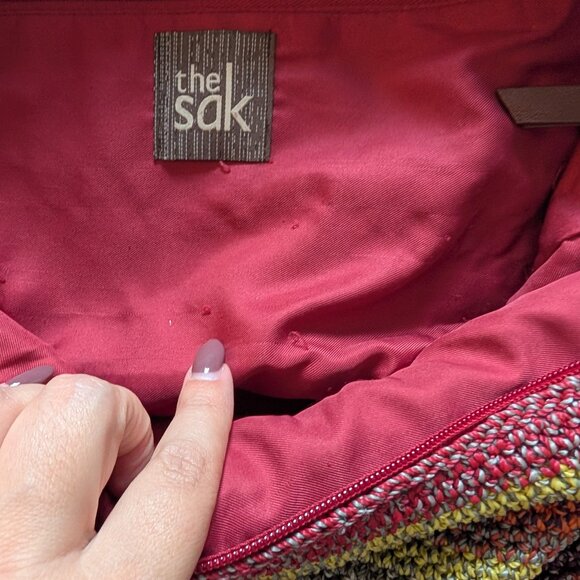 The Sak Cambria Crochet Tote Bag Rainbow Striped Multicolor Boho - Picture 14 of 15